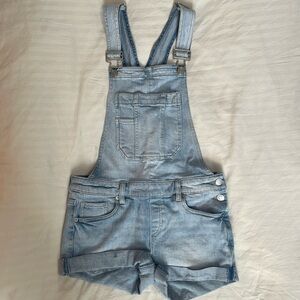 Garage Light Blue Denim Overall Shorts